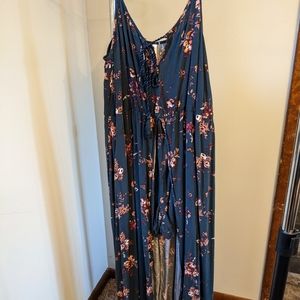 Spaghetti Strap Romper Maxi Dress